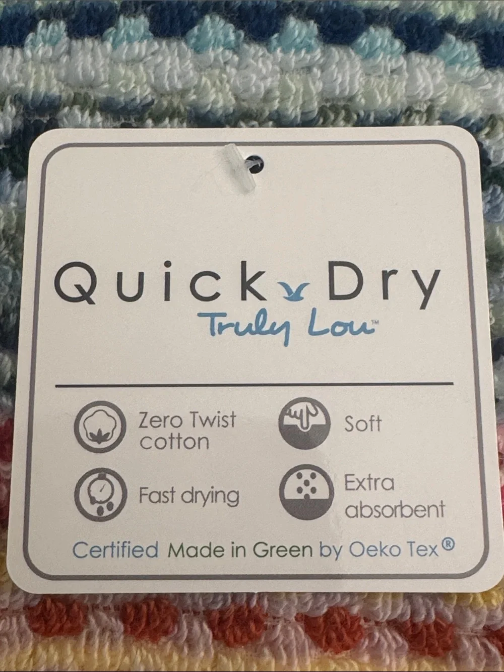 2pc TRULY LOU Quick Dry Zero Twist Cotton Bath Towel Set -Multi